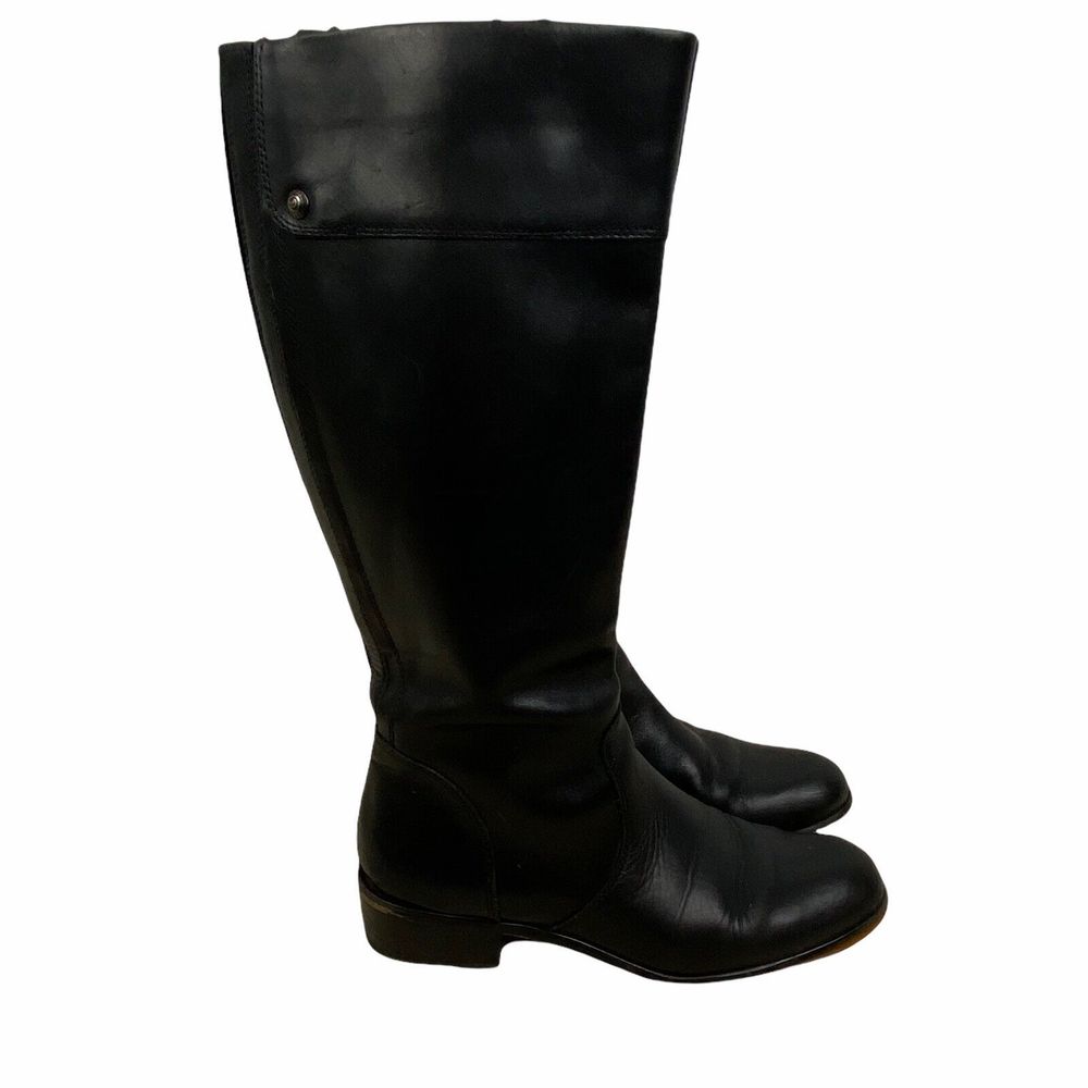 Corso Como Riding Boot Womens Size 8 Black Italian Leather Tall Knee Zip